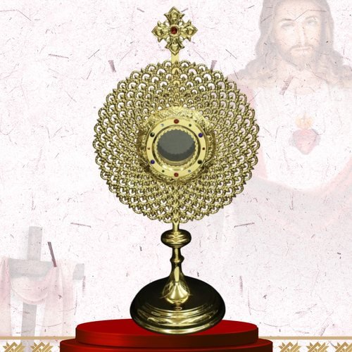 Gold Filigree Disc Monstrance with Jewelled Centre