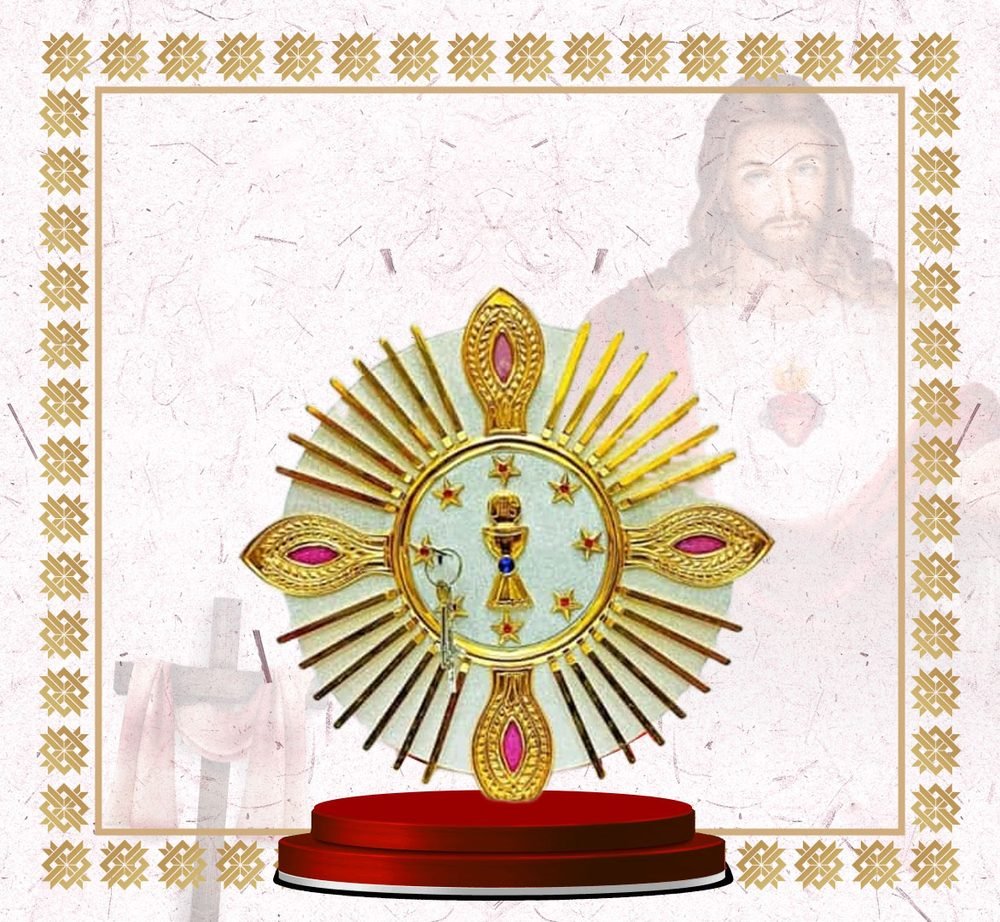 Gold Tabernacle Door with Chalice and Pink Stones