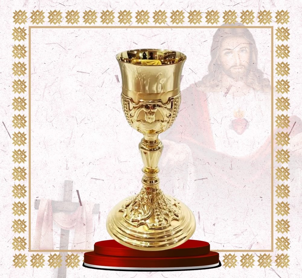 Ornate Gold Chalice with Embossed Bowl Cage