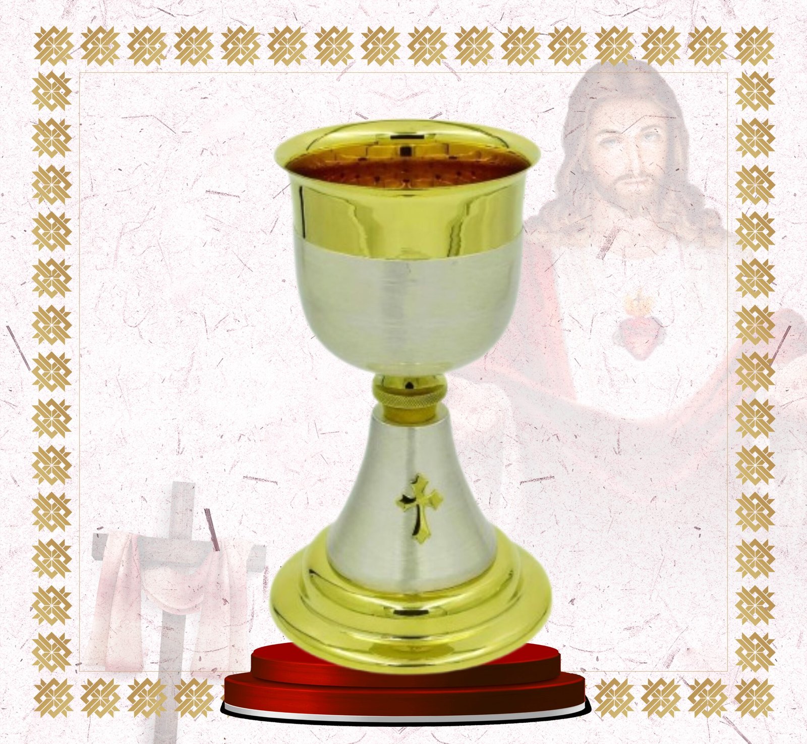 chalice & paten set with cut out cross chalice & paten set with cut out cross