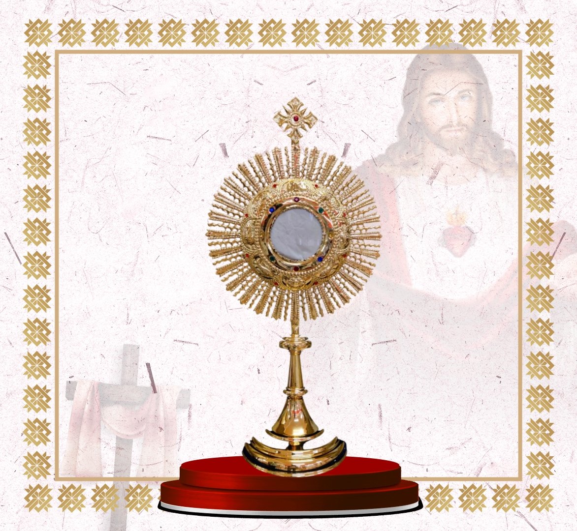 ornate gold monstrance with radiant spikes and gemstones ornate gold monstrance with radiant spikes and gemstones