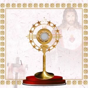 ornate gold monstrance with radiant spikes and gemstones (copy)