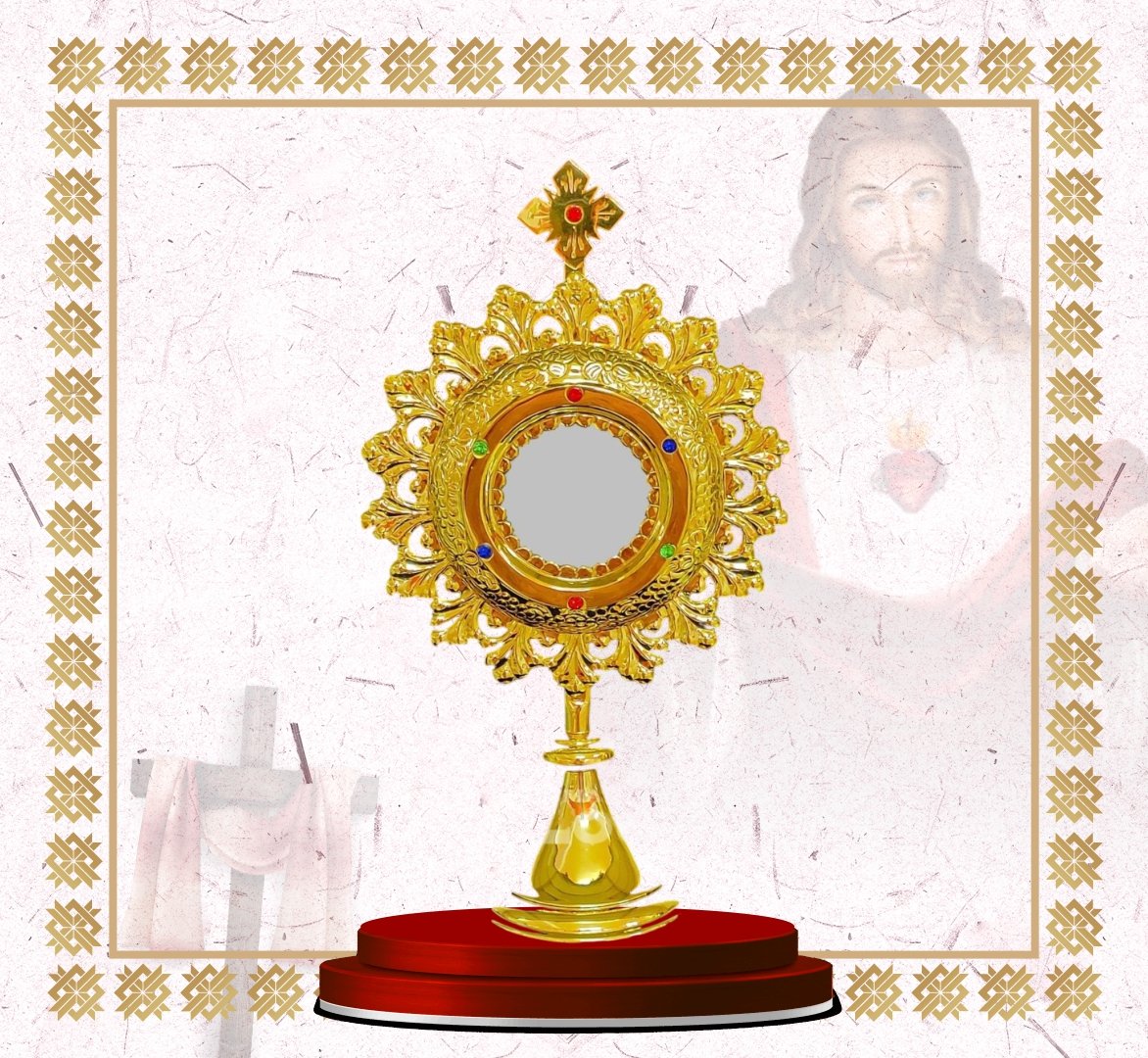 cross shaped gold monstrance with gem accents (copy) cross shaped gold monstrance with gem accents (copy)
