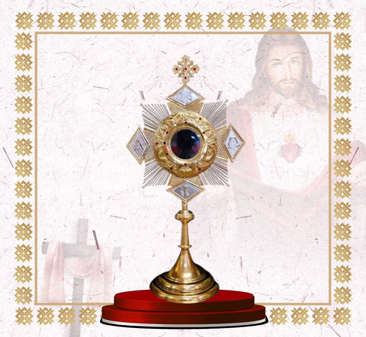 gold monstrance with diamond shaped accents gold monstrance with diamond shaped accents