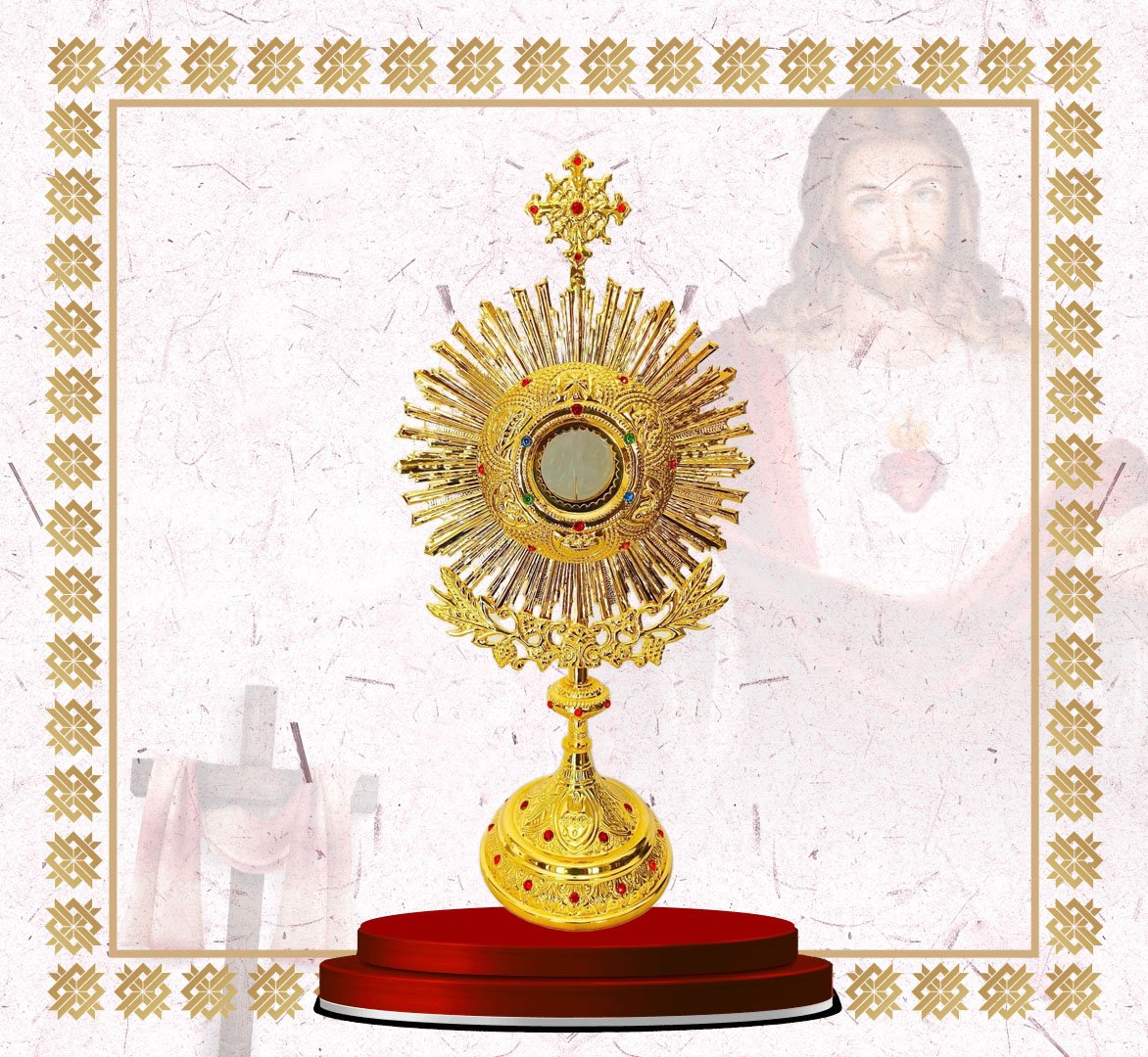 monstrance – gold plated sunburst with gemstones (copy) monstrance – gold plated sunburst with gemstones (copy)