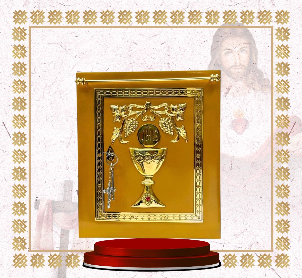tabernacle door – sunburst design with red interior (copy) tabernacle door – sunburst design with red interior (copy)