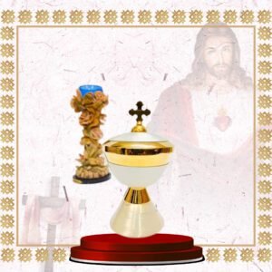 gold & white ciborium with cross lid