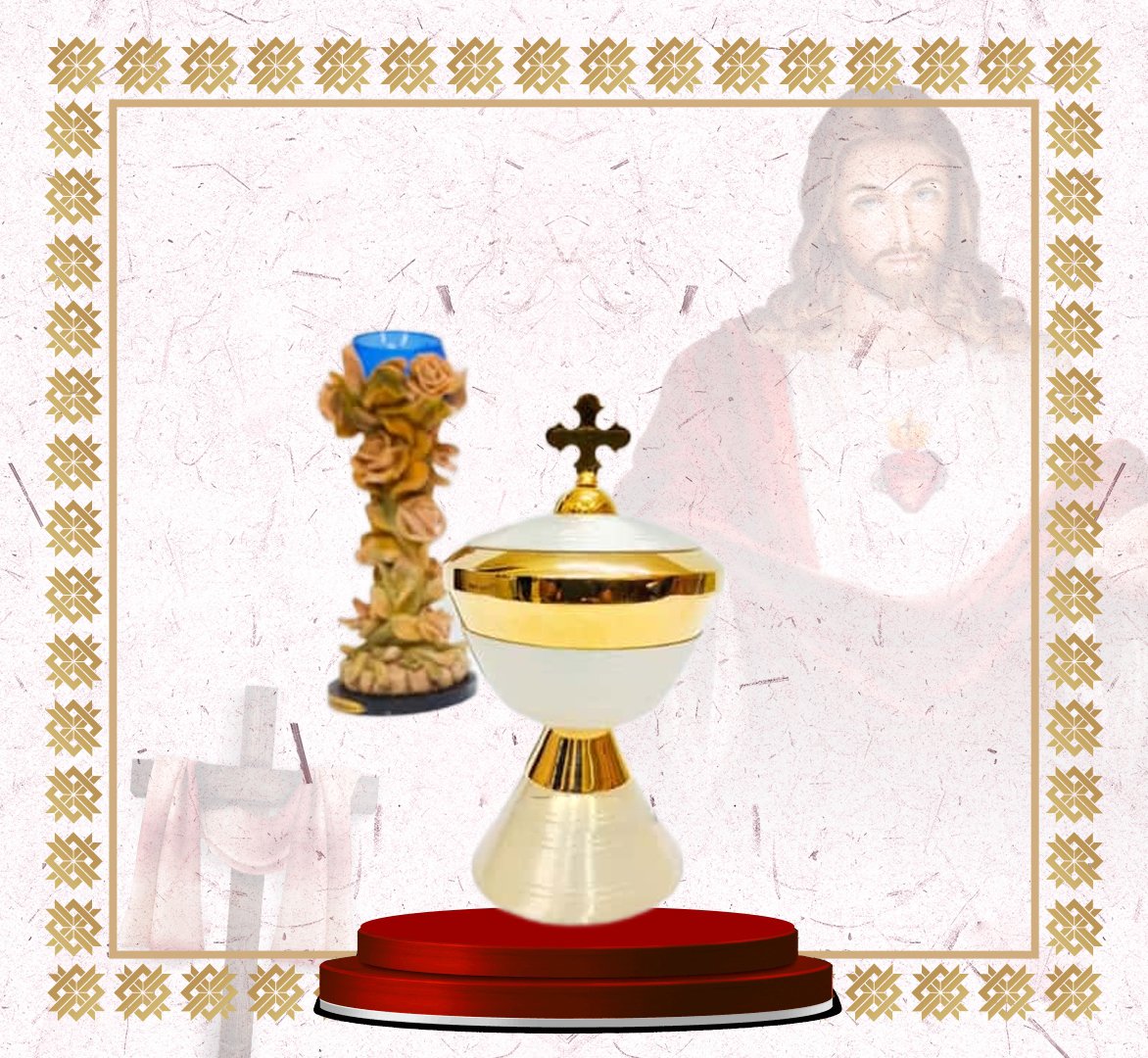 gold & white ciborium with cross lid gold & white ciborium with cross lid