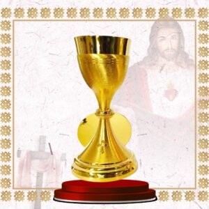 white & gold eucharistic chalice with red gem accents (copy)