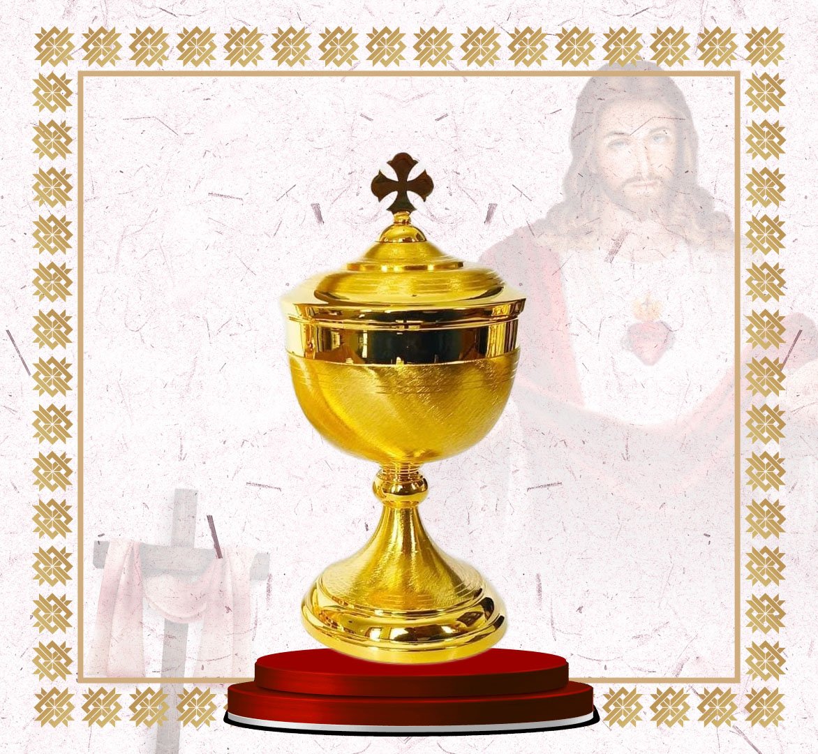 Classic Gold Ciborium with Cross Lid